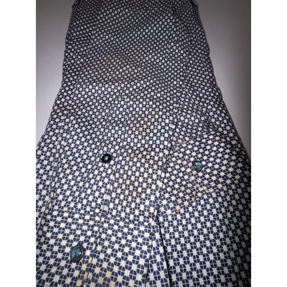 ROCKIES Women's Navy White Geometric Print Button Down Shirt Size M - Picture 12 of 14